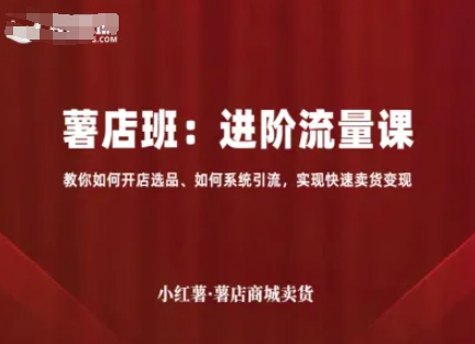 小红薯薯店商城卖货，进阶流量课，教你如何开店选品、如何系统引流，实现快速卖货变现-吾藏分享