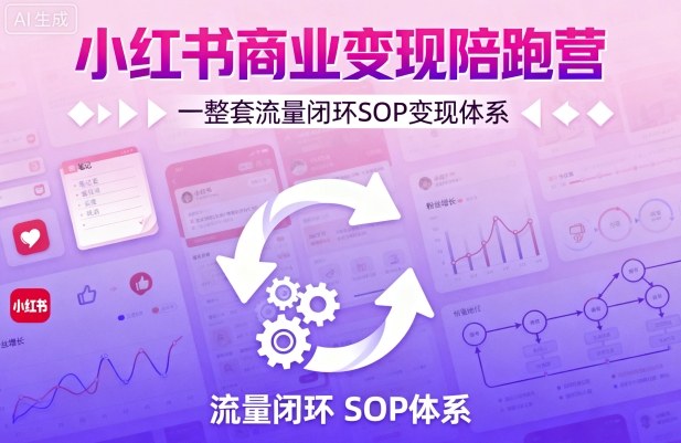 小红书商业变现陪跑营，轻IP矩阵 私域获客 聚光投流，一整套流量闭环SOP变现体系-吾藏分享