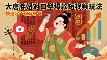 大唐胖妞对口型爆款短视频玩法，快速起千粉万粉号-吾藏分享