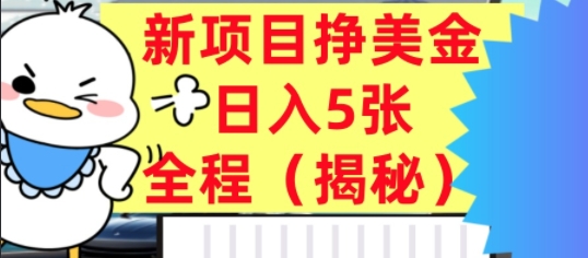 最新挣美金项目，日入5张，全程揭秘，小白也能轻松入手，长久被动收入-吾藏分享