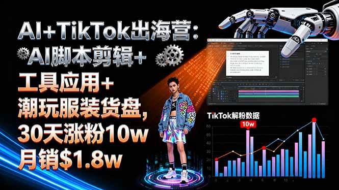 （16108期）AI+TikTok出海营:AI脚本剪辑+工具应用+潮玩服装货盘,30天涨粉10w月销$1.8w-吾藏分享