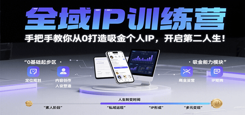 全域IP训练营，手把手教你从0打造吸金个人IP，开启第二人生！-吾藏分享