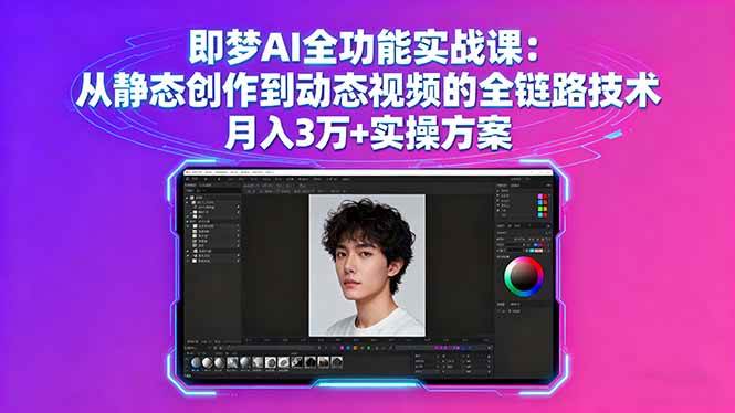 （16053期）即梦AI全功能实战课：从静态创作到动态视频的全链路技术 月入3万+实操方案-吾藏分享