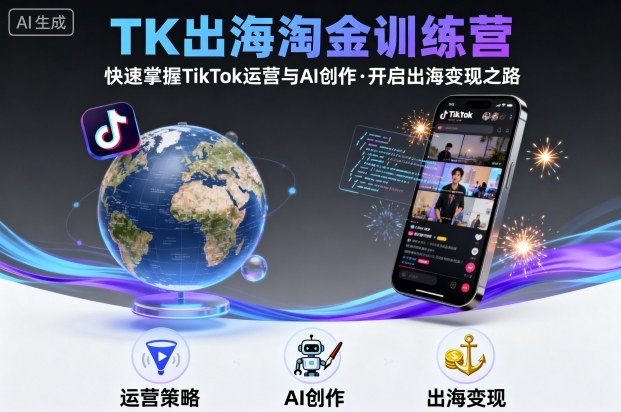 TK出海淘金训练营，助你快速掌握TikTok运营与AI创作，开启出海变现之路-吾藏分享