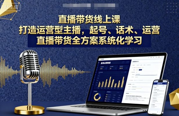直播带货线上课，打造运营型主播，起号、话术、运营，直播带货全方案系统化学习-吾藏分享