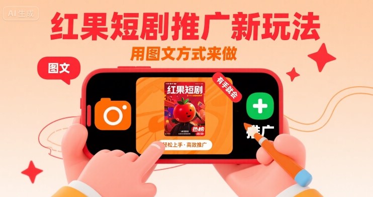 红果短剧推广新玩法，用图文方式来做，有手就会-吾藏分享