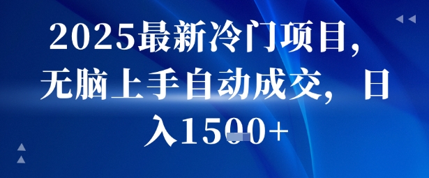 2025最新冷门项目，无脑上手自动成交，日入多张-吾藏分享