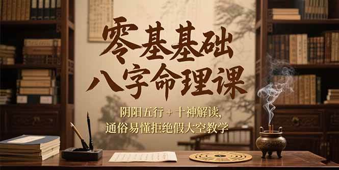 （15283期）零基础八字命理课，阴阳五行+十神解读，通俗易懂拒绝假大空教学-吾藏分享