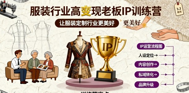 服装行业高变现老板IP训练营，让服装定制行业更美好-吾藏分享