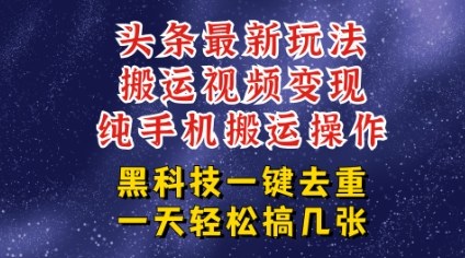 今日头条纯搬运玩法，轻松过原创不违规，轻松日入三位数，稳的很-吾藏分享