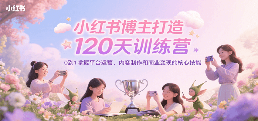 小红书博主打造120天训练营，0到1掌握平台运营、内容制作和商业变现-吾藏分享