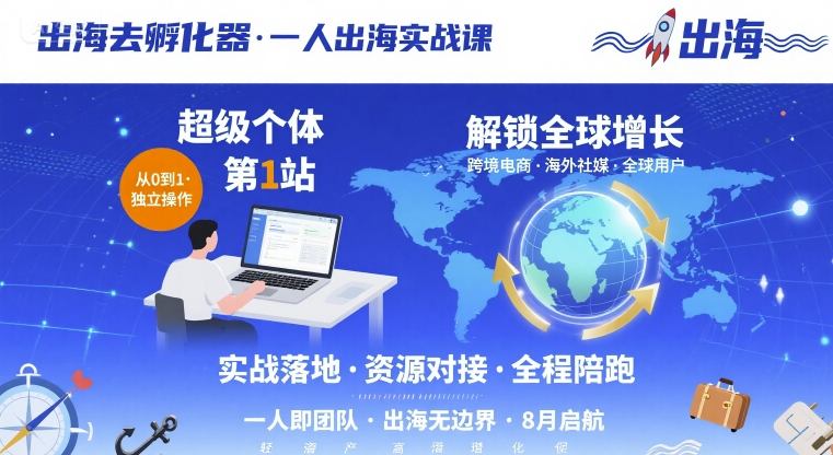 出海去孵化器，一人出海实战课，超级个体第1站，解锁全球增长-吾藏分享