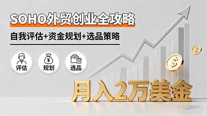（16076期）SOHO外贸创业全攻略，自我评估+资金规划+选品策略，月入2万美金-吾藏分享