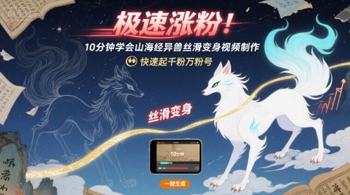 极速涨粉！10分钟学会山海经异兽丝滑变身视频制作，快速起千粉万粉号-吾藏分享