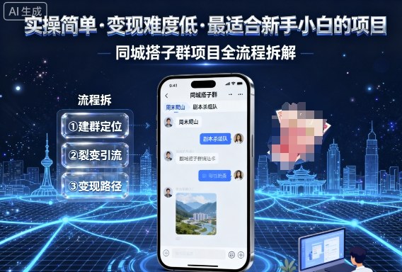 实操简单，变现难度低，最适合新手小白做的项目，每天轻松收入3张，同城搭子群项目全流程拆解-吾藏分享