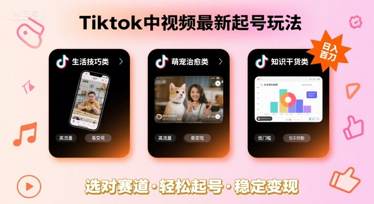 Tiktok中视频最新起号玩法，想要日入百刀，做好这几个赛道就可以了-吾藏分享