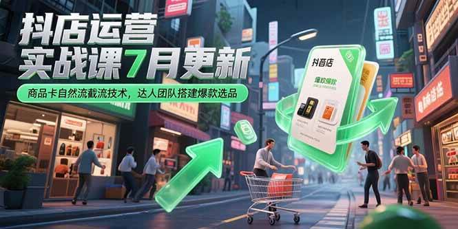 （15329期）抖店运营实战课7月更新，商品卡自然流截流技术，达人团队搭建爆款选品-吾藏分享