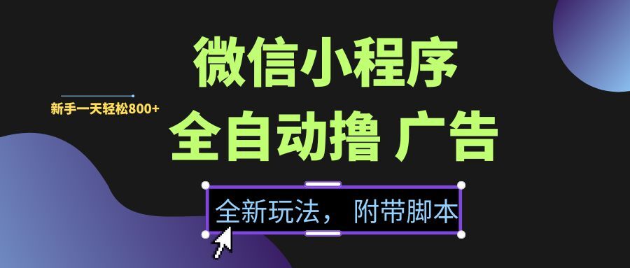 （15134期）微信小程序挂机撸广告，全新玩法，新手一天轻松800+【附带脚本】-吾藏分享