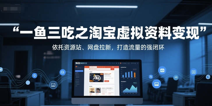 一鱼三吃之淘宝虚拟资料变现，依托资源站、网盘拉新，打造流量的强闭环-渝渝网创