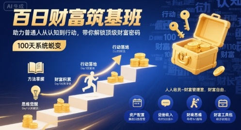 百日财富筑基班，助力普通人从认知到行动，带你解锁顶级财富密码-吾藏分享