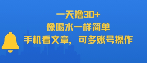 一天撸30+，像喝水一样简单，手机看文章，可多账号操作-吾藏分享