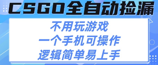 CSGO自动捡漏项目，最新独家玩法，不用挂G不用玩游戏，一个手机即可操作，新手小白轻松月入1W+【揭秘】-吾藏分享