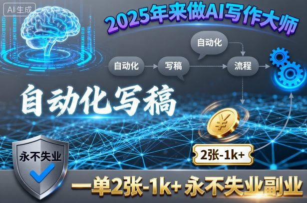 2025年来做AI写作大师，自动化写稿，一单2张-1k+，永不失业副业-吾藏分享
