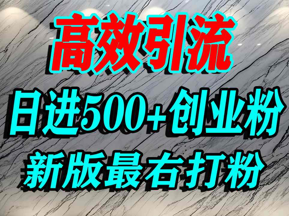 最右打创业粉，百分之九十九同行都不知道的空白蓝海，单人日引500+精准流量-吾藏分享