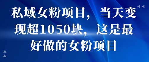私域女粉项目，当天变现超1k，这是最好做的女粉项目，可放大操作-吾藏分享