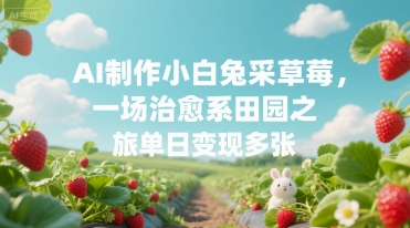 AI制作小白兔采草莓，一场治愈系田园之旅单日变现多张-吾藏分享