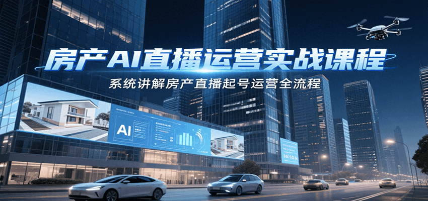 房产AI直播运营实战课程，系统讲解房产直播起号运营全流程-吾藏分享