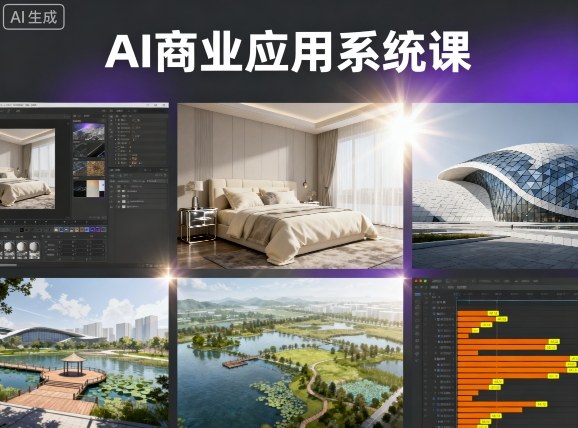 AI商业应用系统课，室内-软装-建筑-景观，智能设计+效果图+动画画实战-吾藏分享