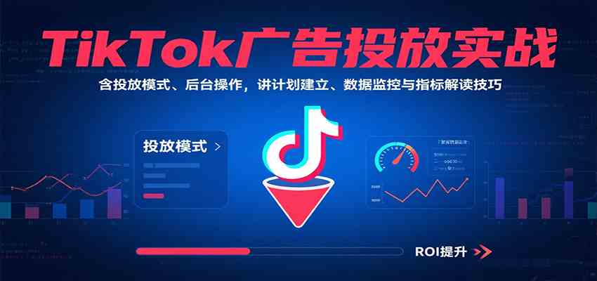 TikTok广告投放实战，含投放模式、后台操作，讲计划建立、数据监控与指标解读技巧-吾藏分享