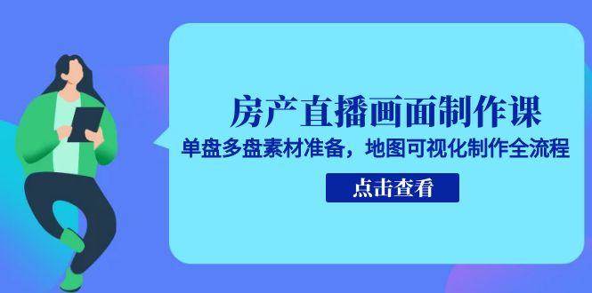 （15156期）房产直播画面制作课，单盘多盘素材准备，地图可视化制作全流程-渝渝网创