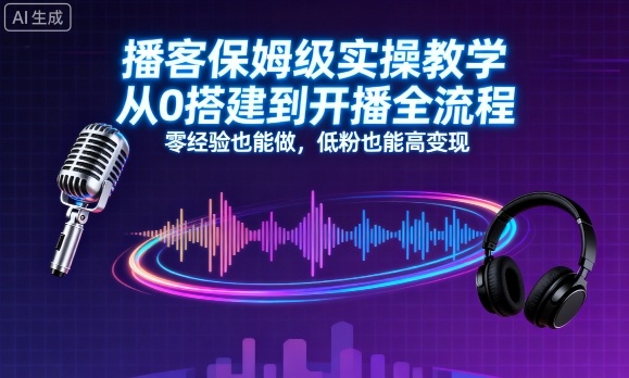 播客保姆级实操教学，从0搭建到开播全流程，零经验也能做，低粉也能高变现-吾藏分享