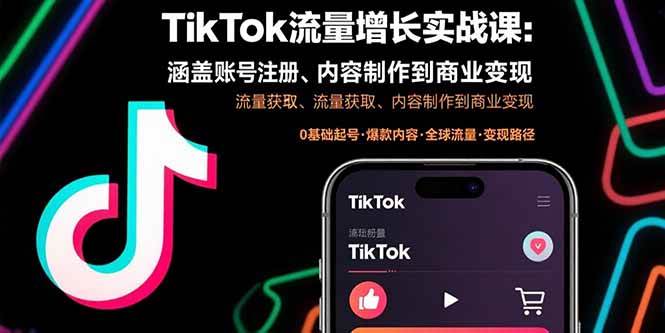 （15791期）TikTok流量增长实战课：涵盖账号注册、流量获取、内容制作到商业变现-吾藏分享
