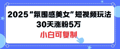 不露脸也能火！2025“氛围感美女”短视频玩法，30天涨粉5W小白可复制-吾藏分享