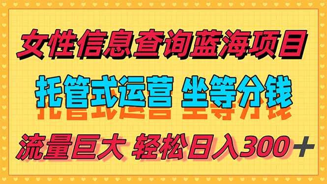 （15216期）稳定日入300＋，小众信息查询蓝海项目，全程懒人式托管，解放你的时间-吾藏分享