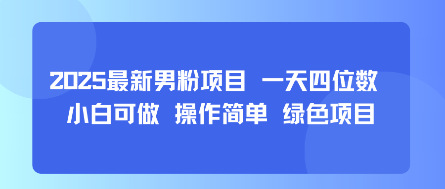 2025最新男粉项目 一天四位数 小白可做 操作简单 绿色项目-吾藏分享