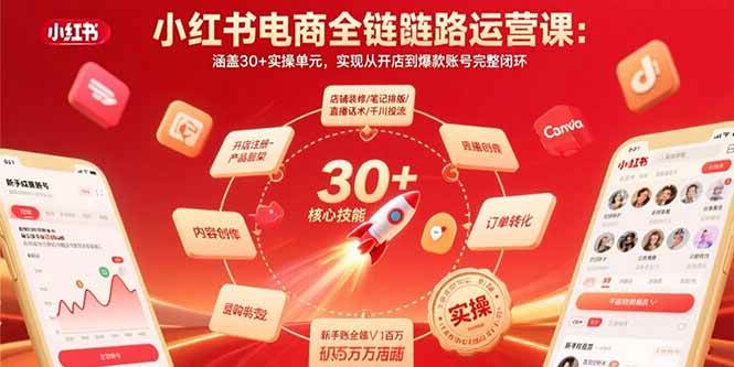（15751期）小红书电商全链路运营课：涵盖30+实操单元，实现从开店到爆款账号完整闭环-吾藏分享