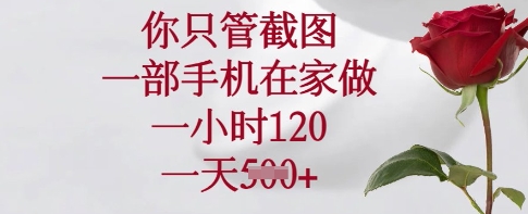 你只管截图，一部手机在家做，一小时120.一天5张【揭秘】-吾藏分享