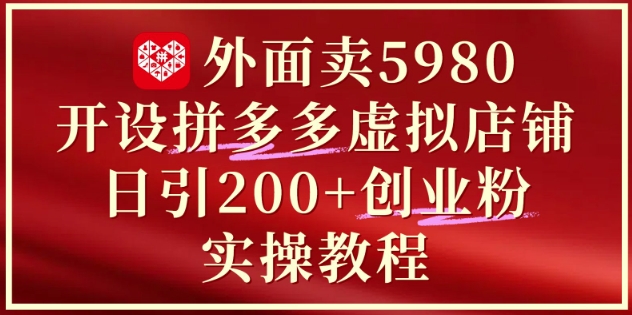 外面卖5980开设拼多多虚拟店铺：单日引流200+创业付费粉实战教程-吾藏分享
