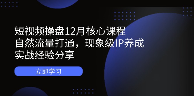 短视频操盘12月核心课程：自然流量打通，现象级IP养成，实战经验分享-吾藏分享