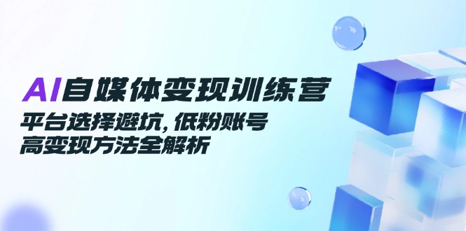 AI自媒体变现训练营，平台选择避坑，低粉账号高变现方法全解析-吾藏分享