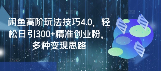 闲鱼高阶玩法技巧4.0，轻松日引300+精准创业粉，多种变现思路-吾藏分享