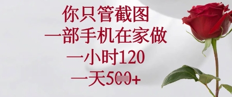 你只管截图，一部手机在家做，苹果安卓都可以，一小时120，一天5张+【揭秘】-吾藏分享