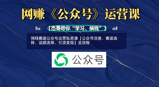 网创赛道公众号运营私密课【公众号注册、赛道选择、话题选择、引流变现】全流程-吾藏分享