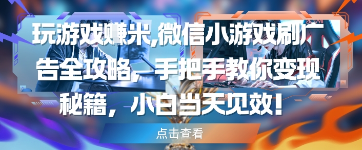 玩游戏挣米，微信小游戏刷广告全攻略，手把手教你变现秘籍，小白当天见效-吾藏分享
