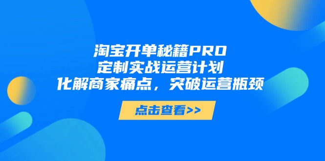 淘宝开单秘籍PRO，定制实战运营计划，化解商家痛点，突破运营瓶颈-吾藏分享