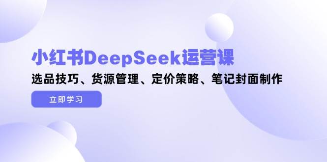 小红书DeepSeek运营课，选品技巧、货源管理、定价策略、笔记封面制作-吾藏分享